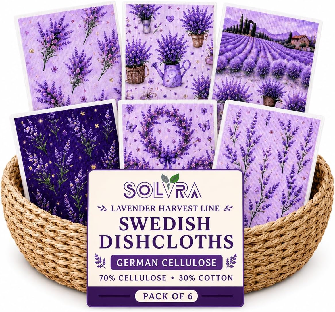 Solvra 6 Lavender Swedish Dishcloths Energy — WeirdThingsToBuy weird find