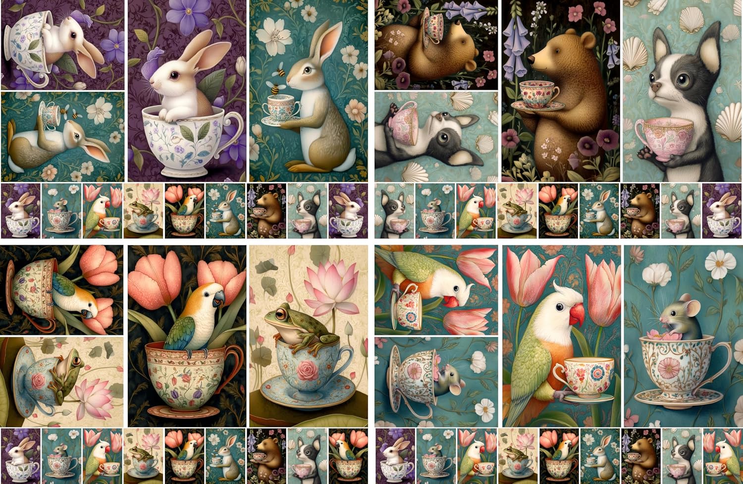 Teacup Animals Decoupage Rice Papers — WeirdThingsToBuy weird find