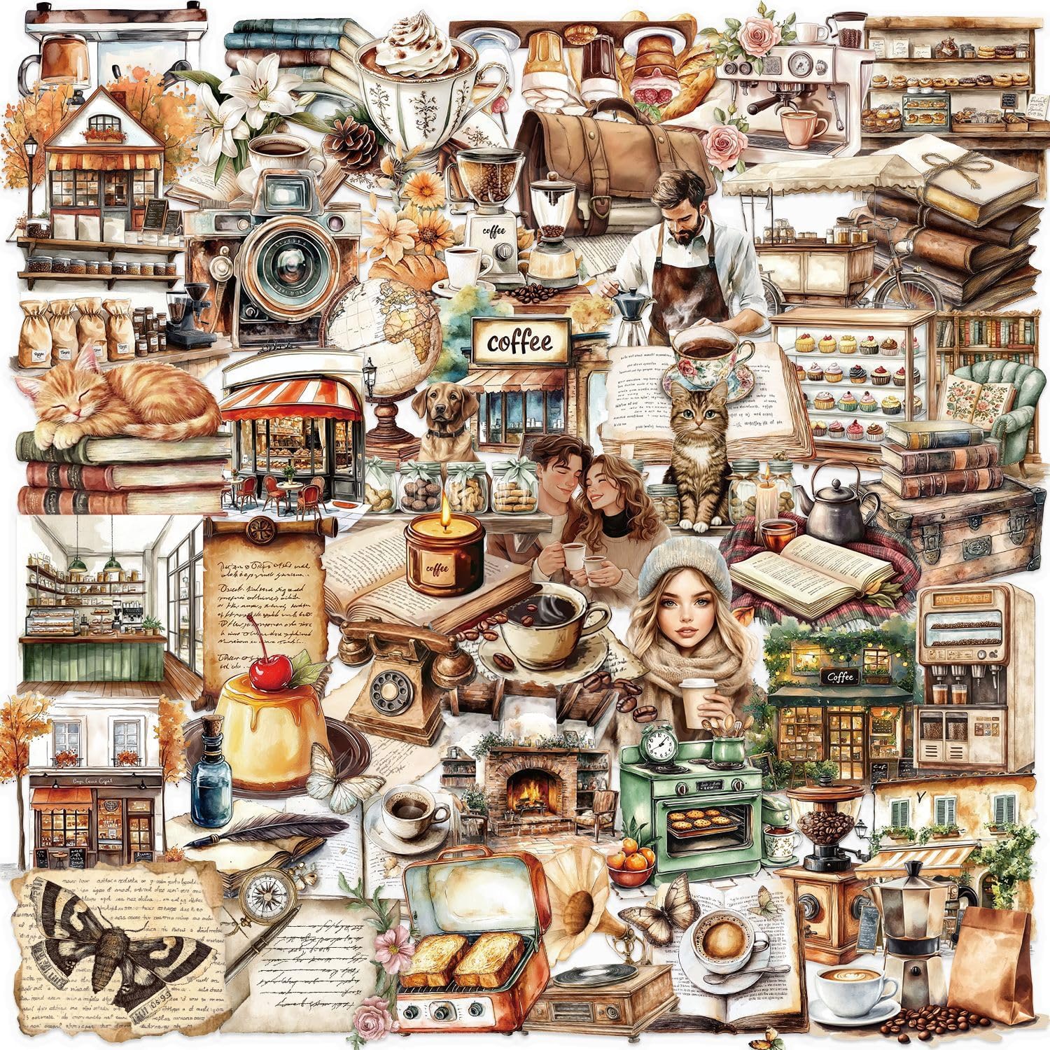 The 50pcs Retro Coffee Stickers Scrapbooking — WeirdThingsToBuy weird find