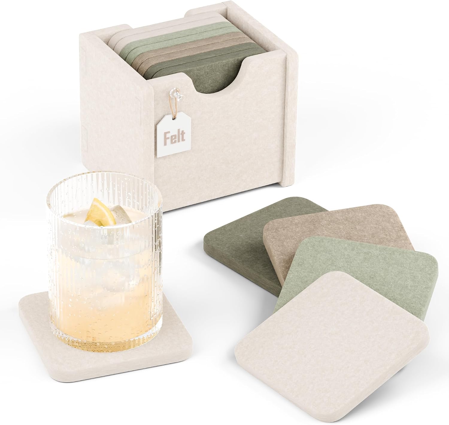 The Fluxynara Felt Coasters Holder Drinks — WeirdThingsToBuy weird find