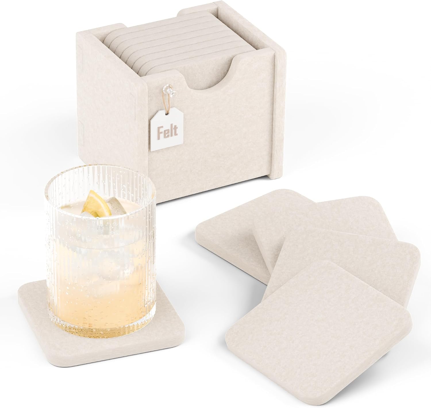 The Fluxynara Felt Coasters Holder Drinks — WeirdThingsToBuy weird find