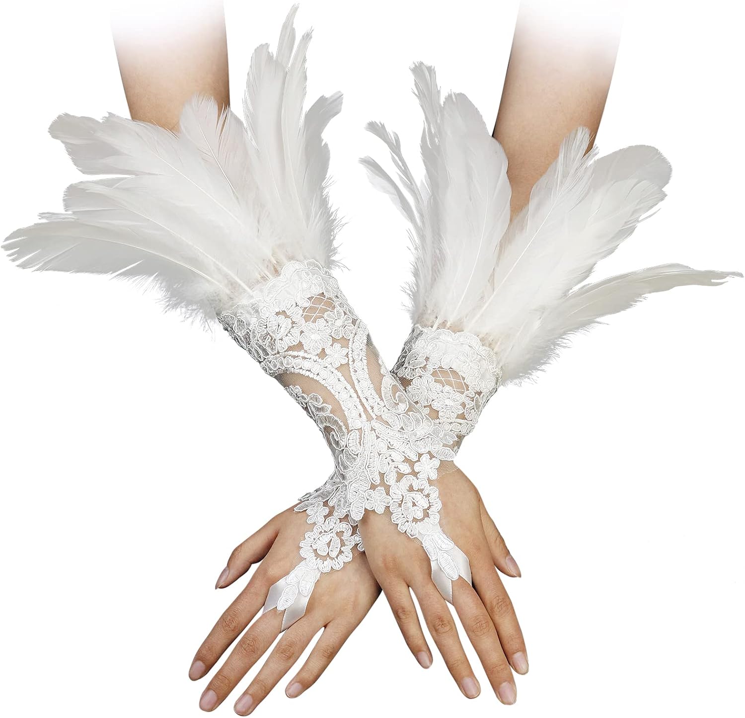 The Homelex Feather Lace Gloves Women — WeirdThingsToBuy weird find