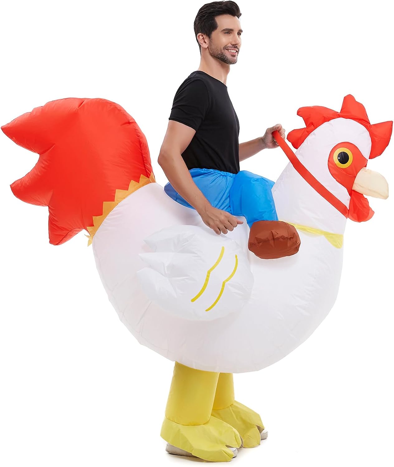 The Inflatable Adult Chicken Rider Costume — WeirdThingsToBuy weird find