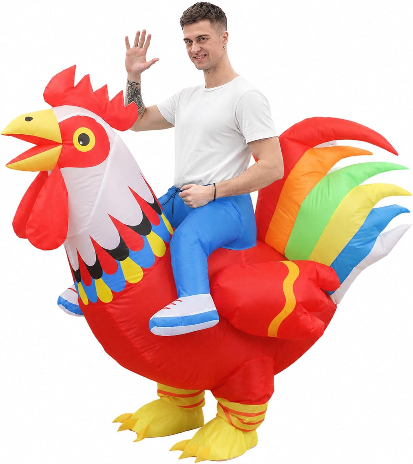 The Inflatable Chicken Costume Halloween Ride — WeirdThingsToBuy weird find