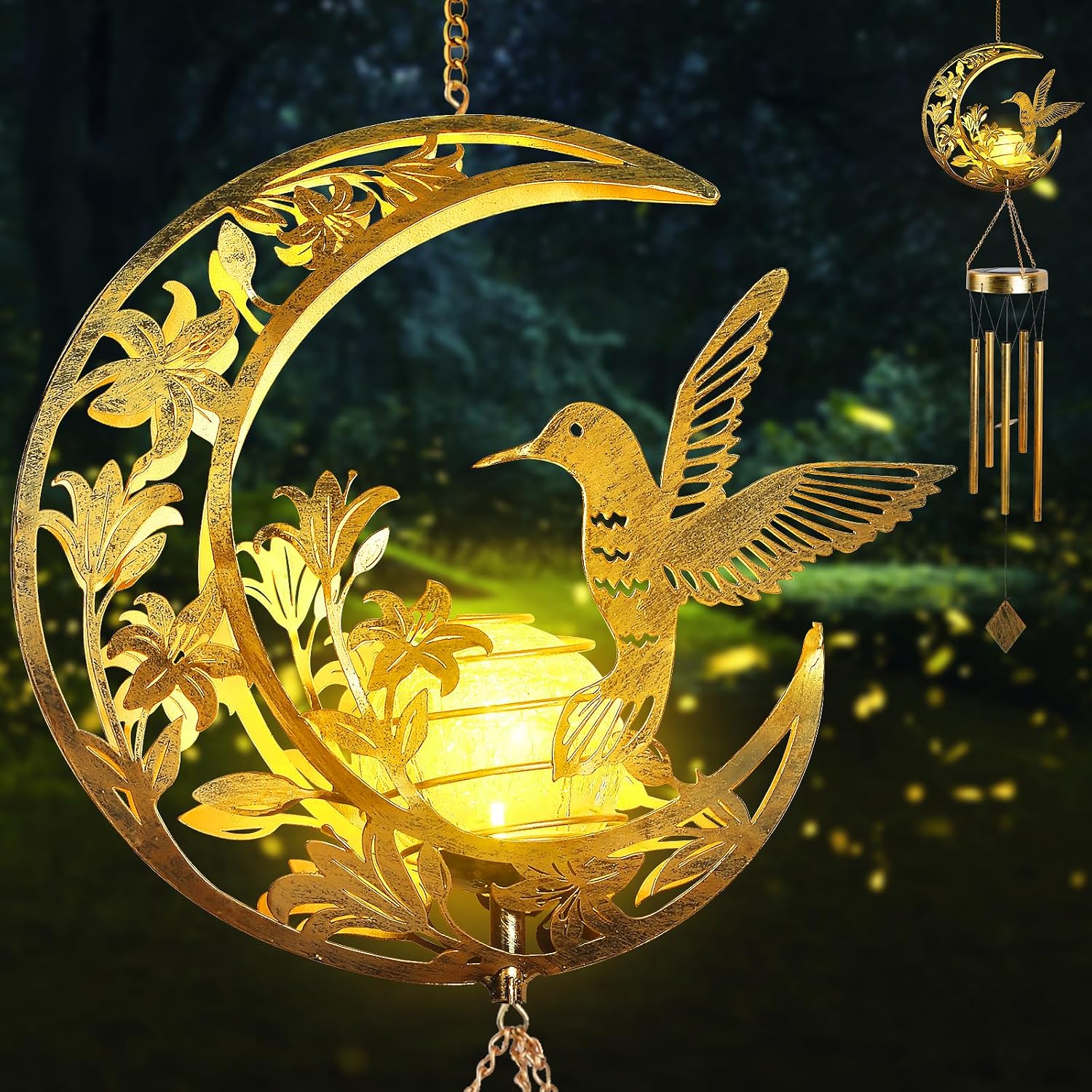 The Moon Hummingbird Wind Chime Outdoor — WeirdThingsToBuy weird find