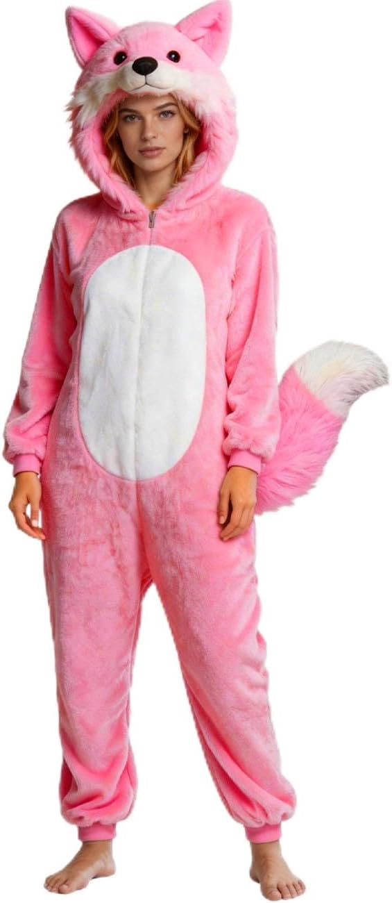 The Pink Fox Onesie Adult Plush — WeirdThingsToBuy weird find