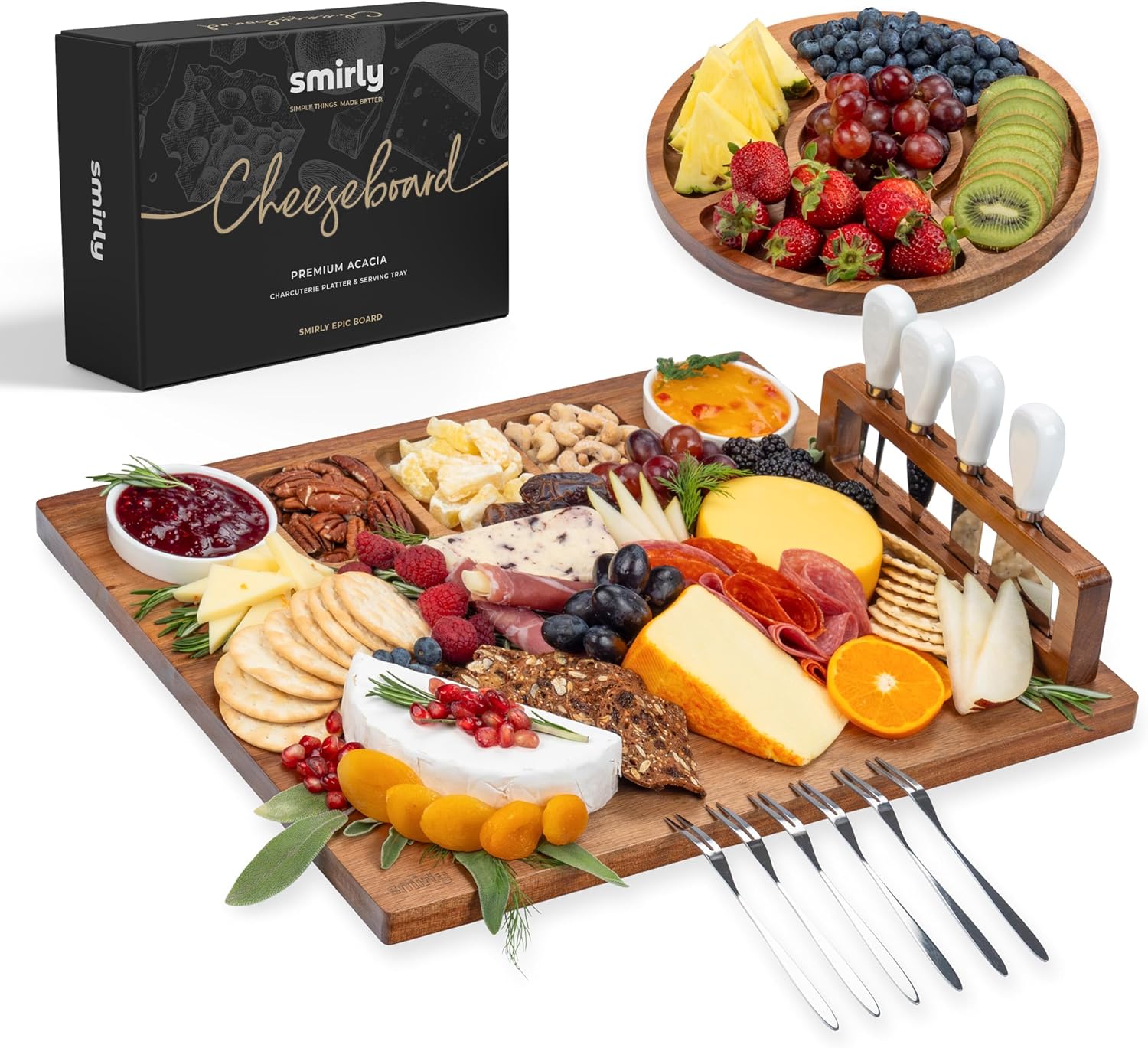 The Smirly Charcuterie Board Set Serving — WeirdThingsToBuy weird find