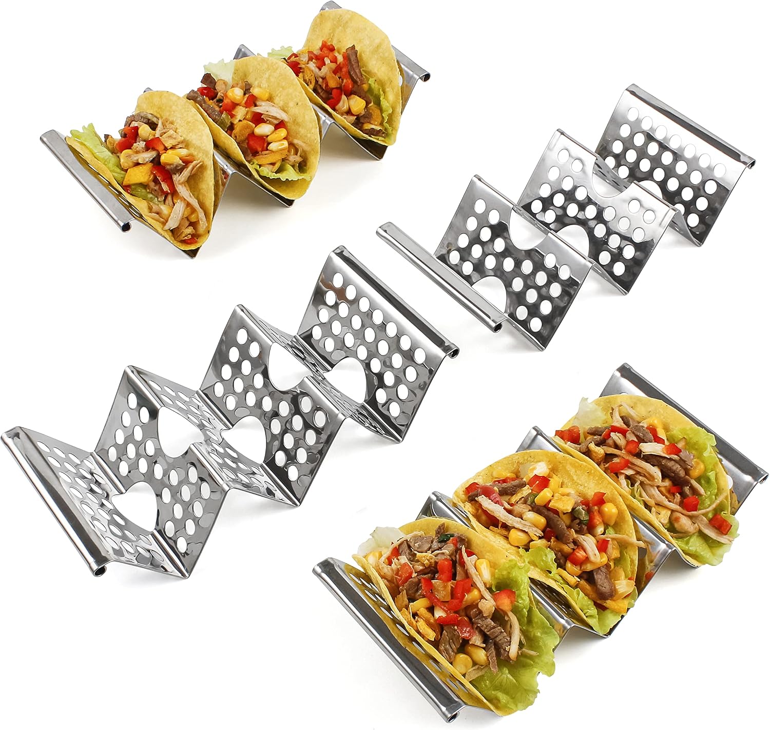 The Stainless Steel Taco Holders Perforated — WeirdThingsToBuy weird find