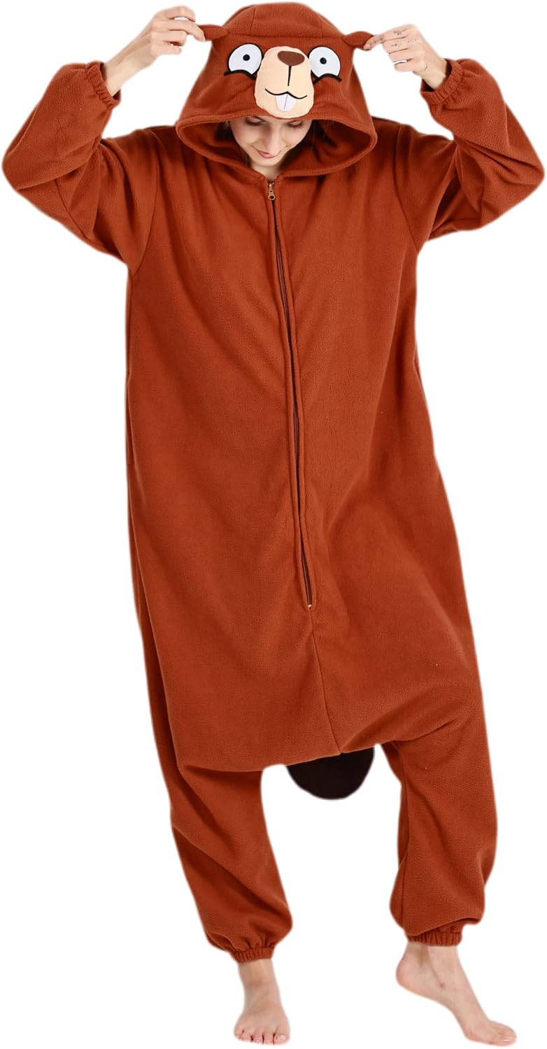 Unisex Adult Costume Beaver Onesie — WeirdThingsToBuy weird find