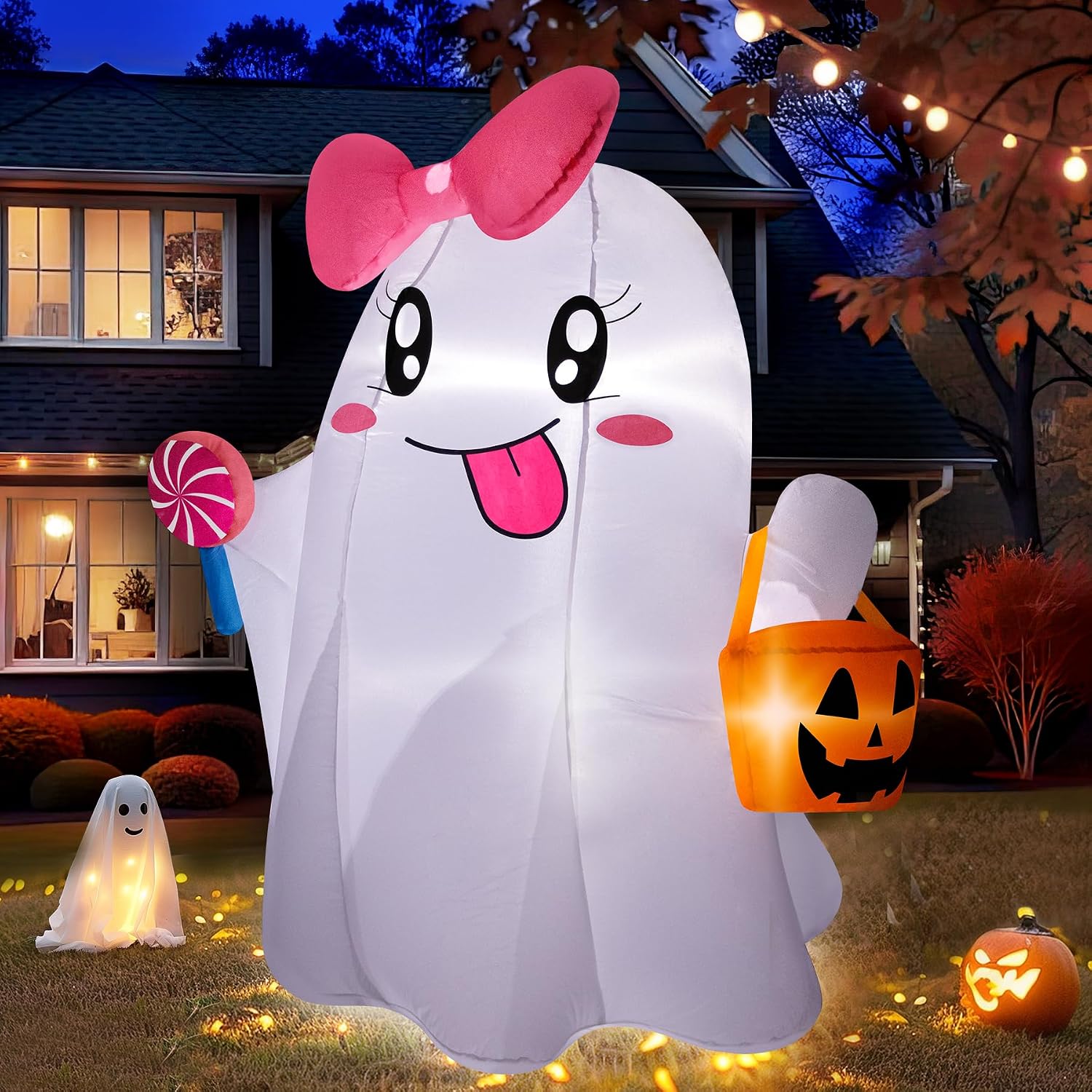 Unnecessary 5ft Halloween Inflatables Ghost Cute — WeirdThingsToBuy weird find