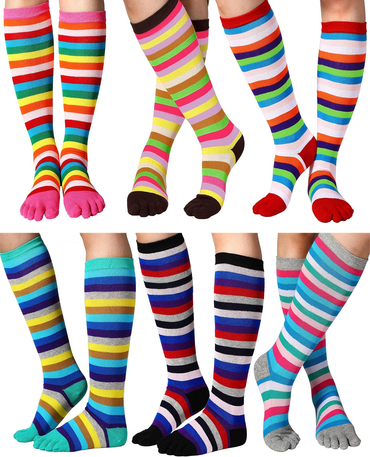 Unnecessary 6 Pairs Rainbow Knee High — WeirdThingsToBuy weird find