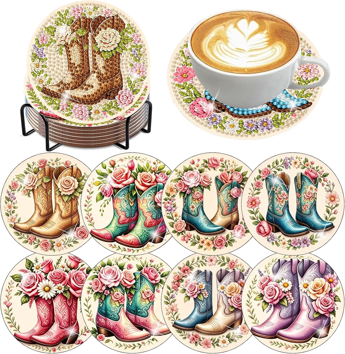 Unnecessary 8 Pack Diamond Art Coasters — WeirdThingsToBuy weird find