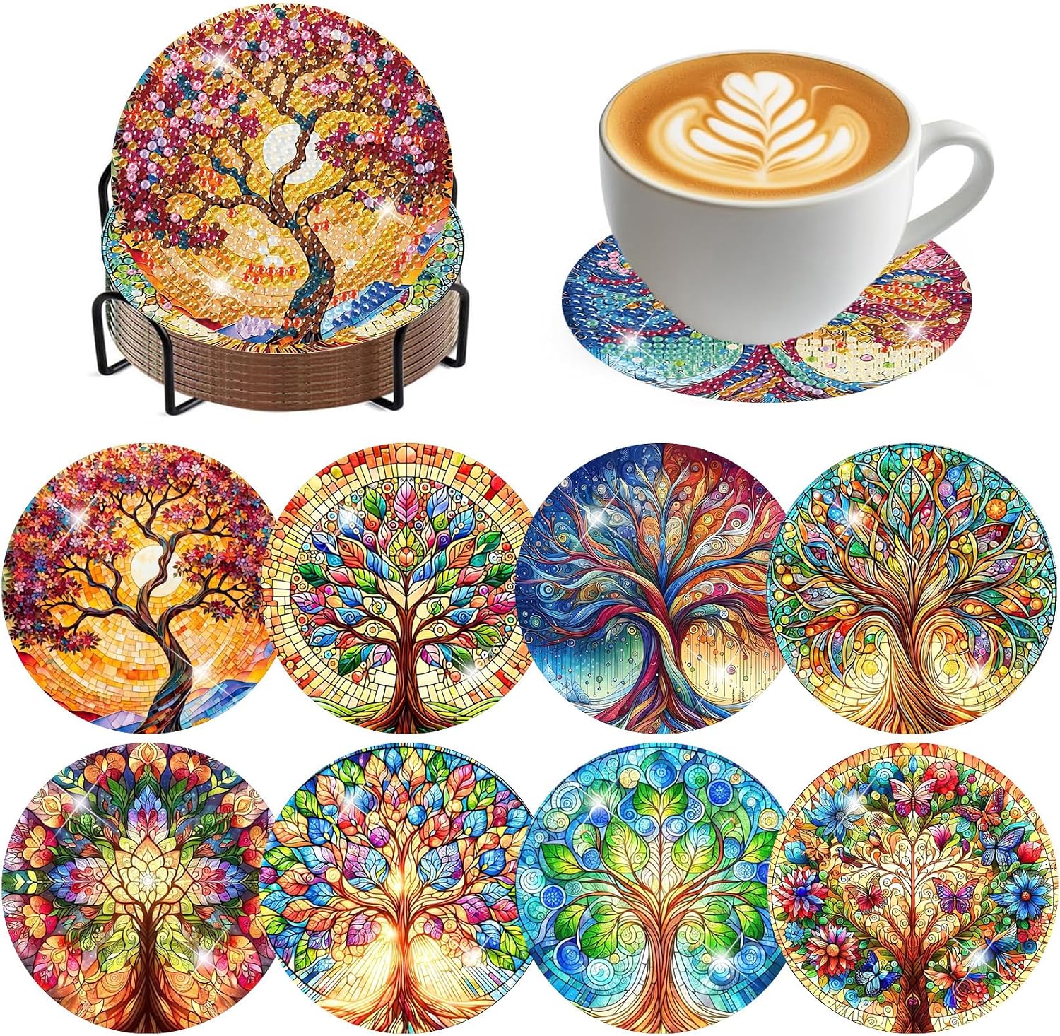 Unnecessary 8 Pack Diamond Art Coasters — WeirdThingsToBuy weird find