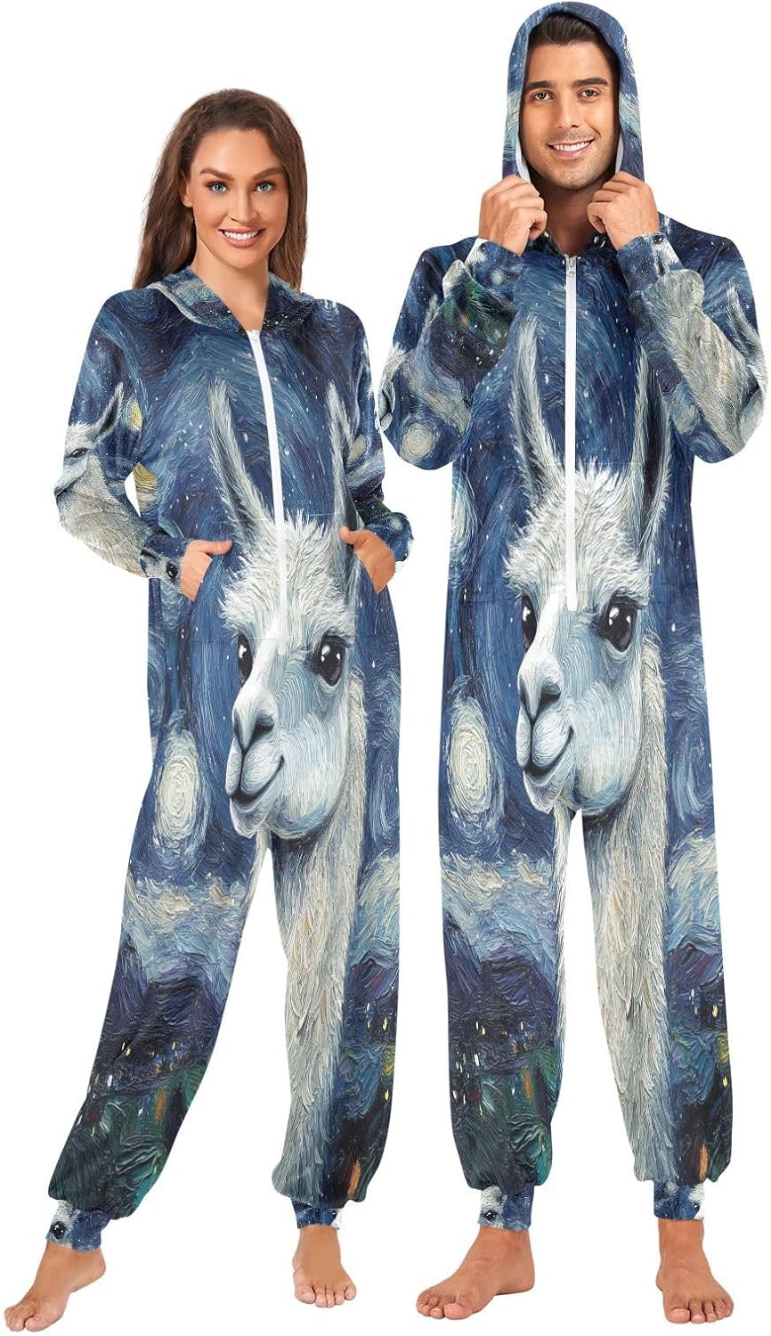 Unnecessary Adult Onesie Cute Llama Starry — WeirdThingsToBuy weird find