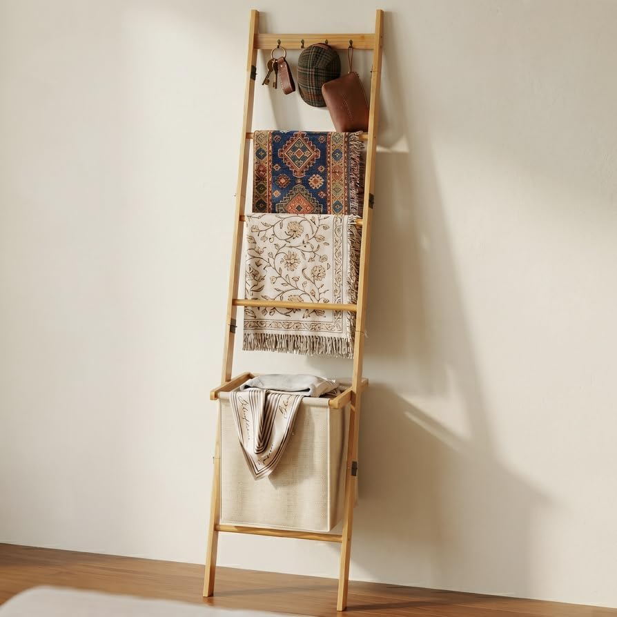 Unnecessary Bambang Bamboo Blanket Ladder Basket — WeirdThingsToBuy weird find