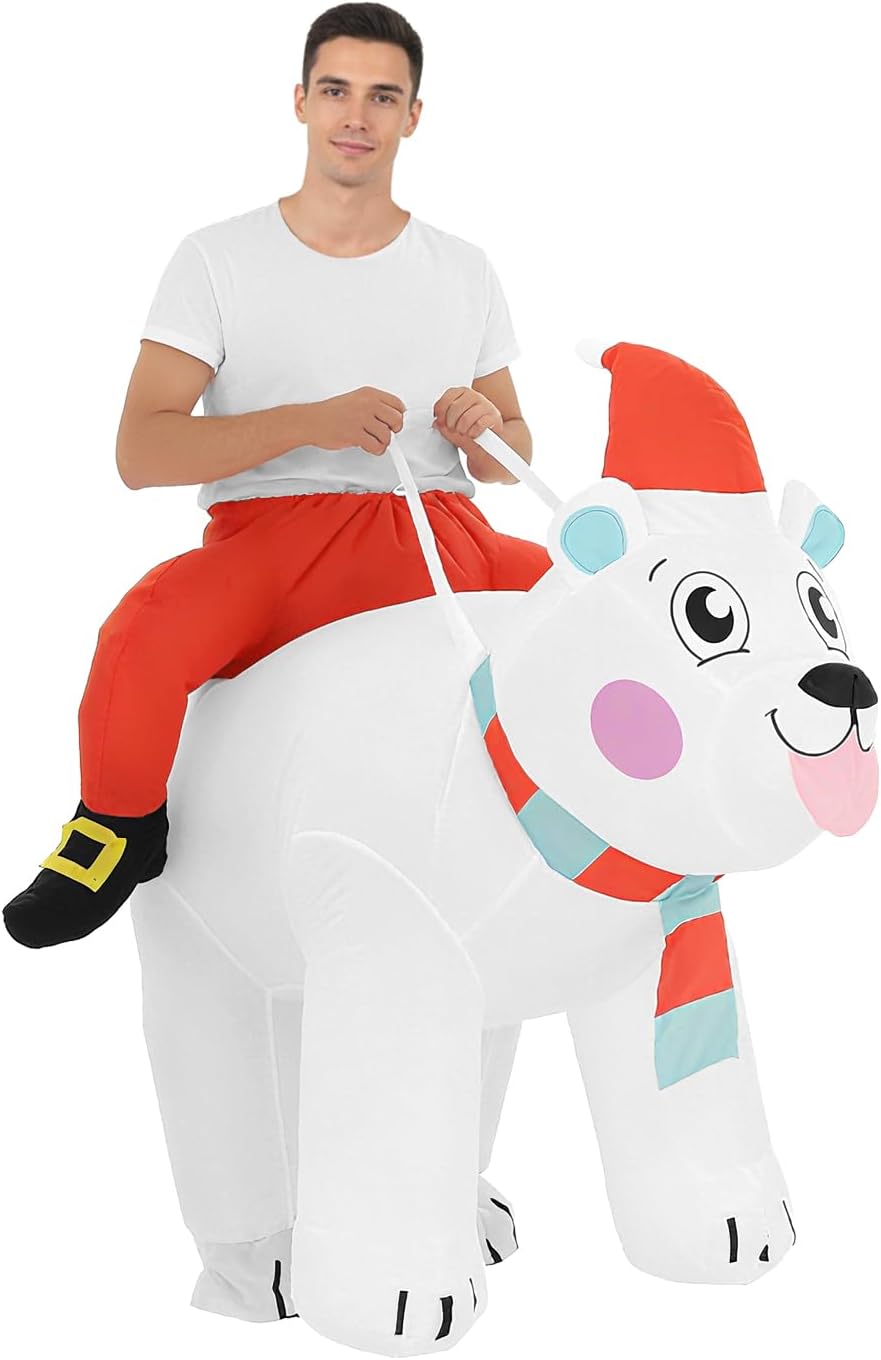 Unnecessary Bear Inflatable Costume Riding Polar — WeirdThingsToBuy weird find