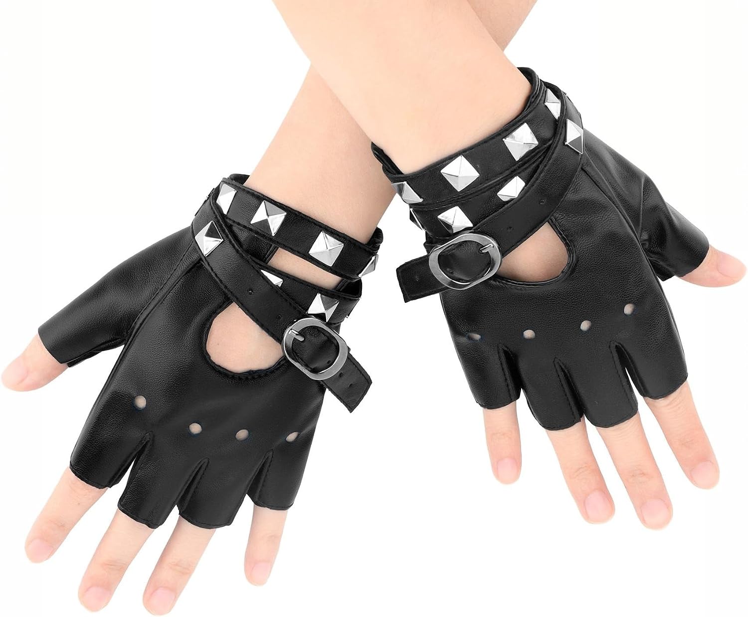 Unnecessary Black Fingerless Leather Gloves Women — WeirdThingsToBuy weird find