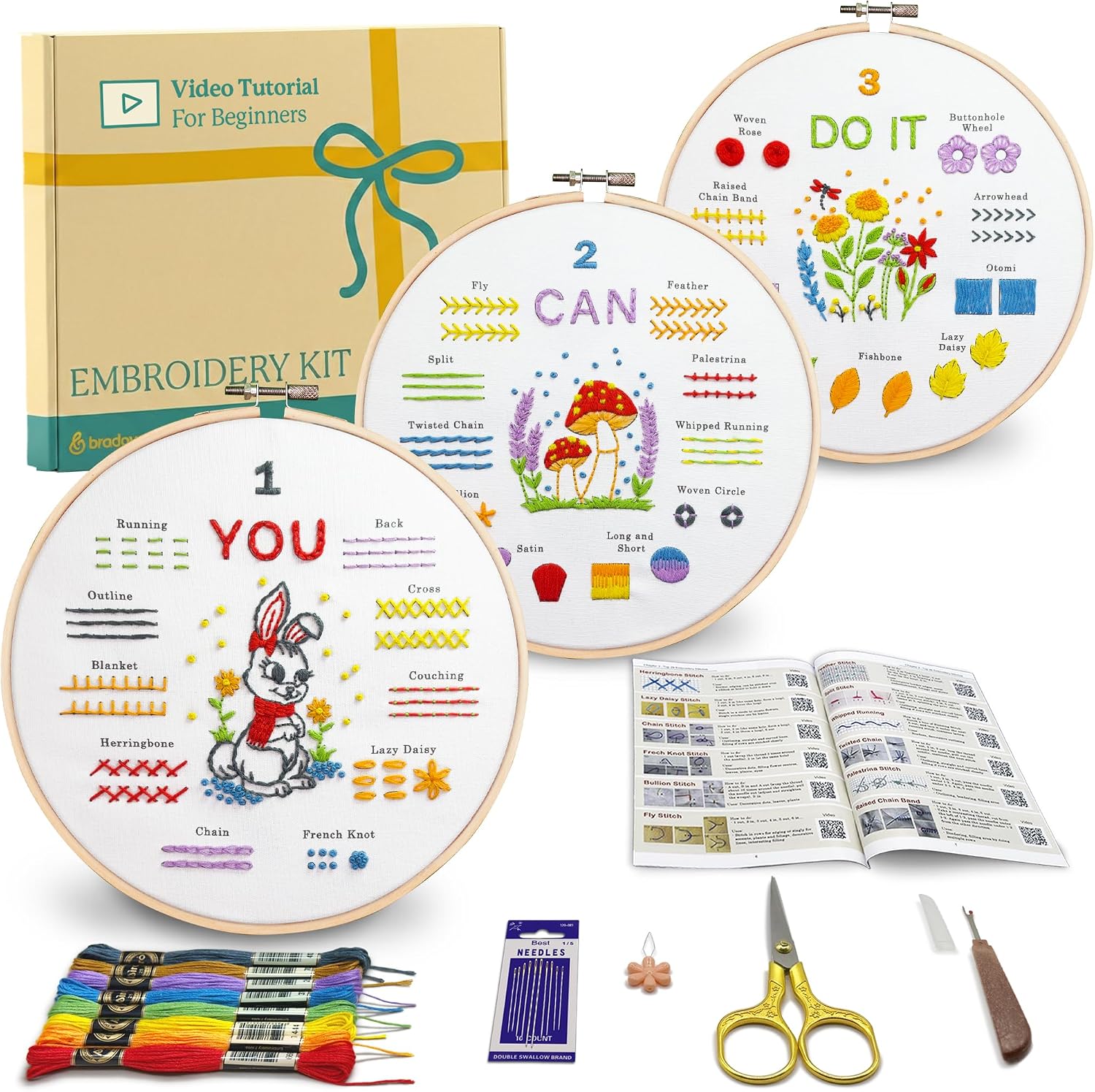 Unnecessary Bradove Beginner Embroidery Kit Adults — WeirdThingsToBuy weird find
