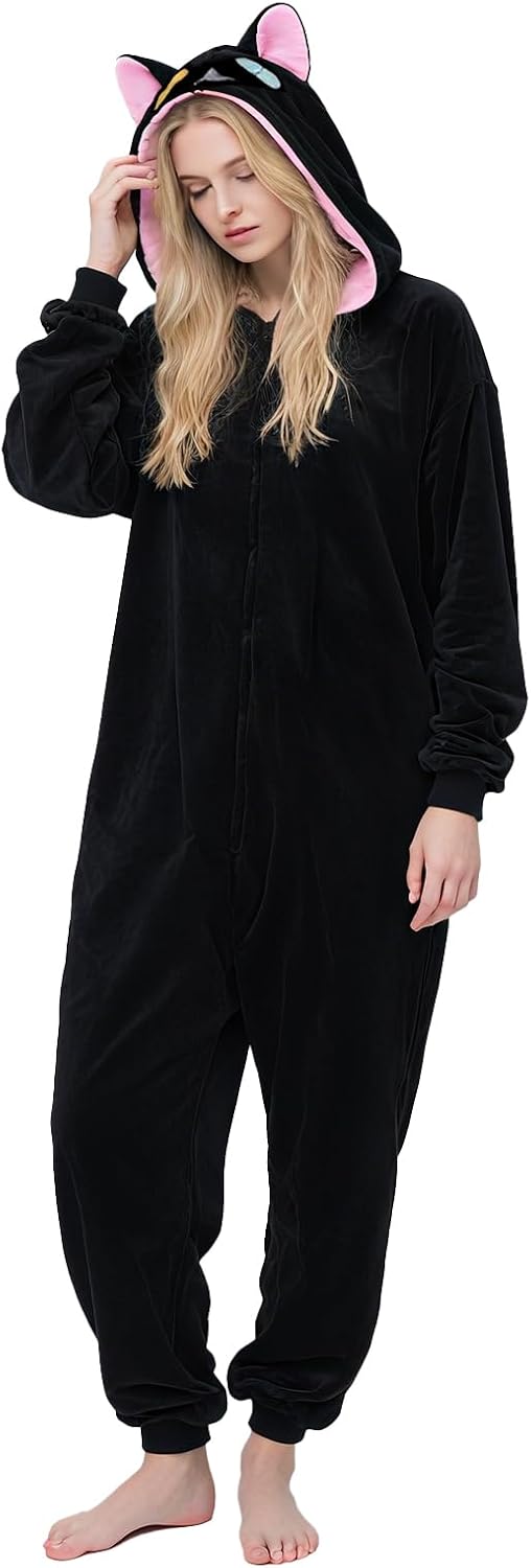 Unnecessary Cat Onesie Hoodie Black Cute — WeirdThingsToBuy weird find