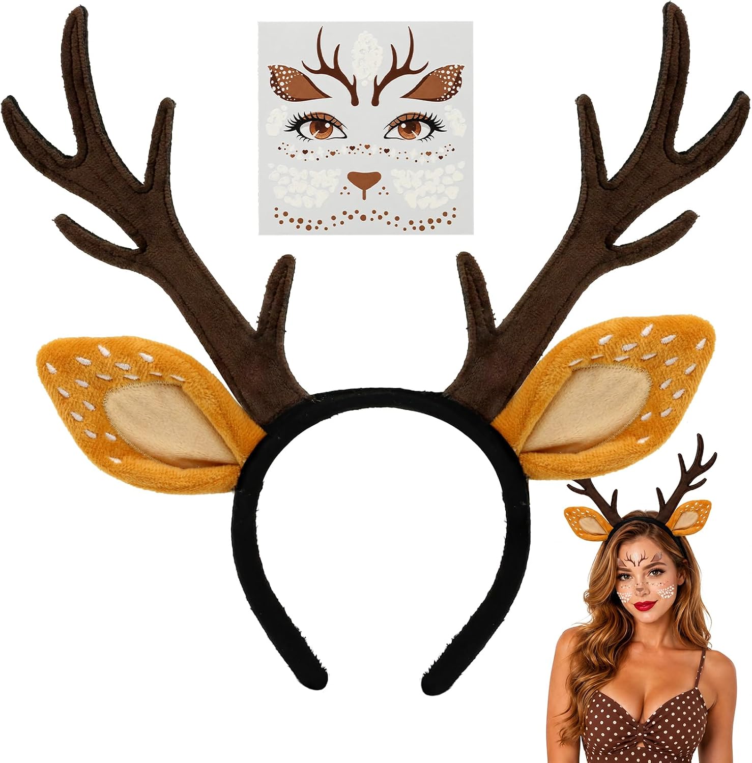 Unnecessary Deer Ears Antlers Headband Face — WeirdThingsToBuy weird find