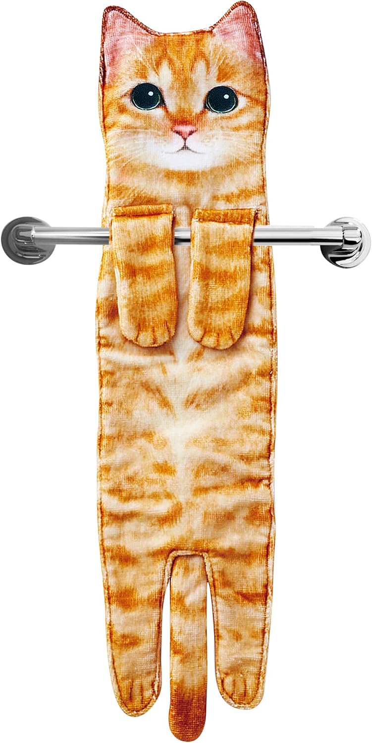 Unnecessary Funny Cat Hand Towel Bathroom — WeirdThingsToBuy weird find