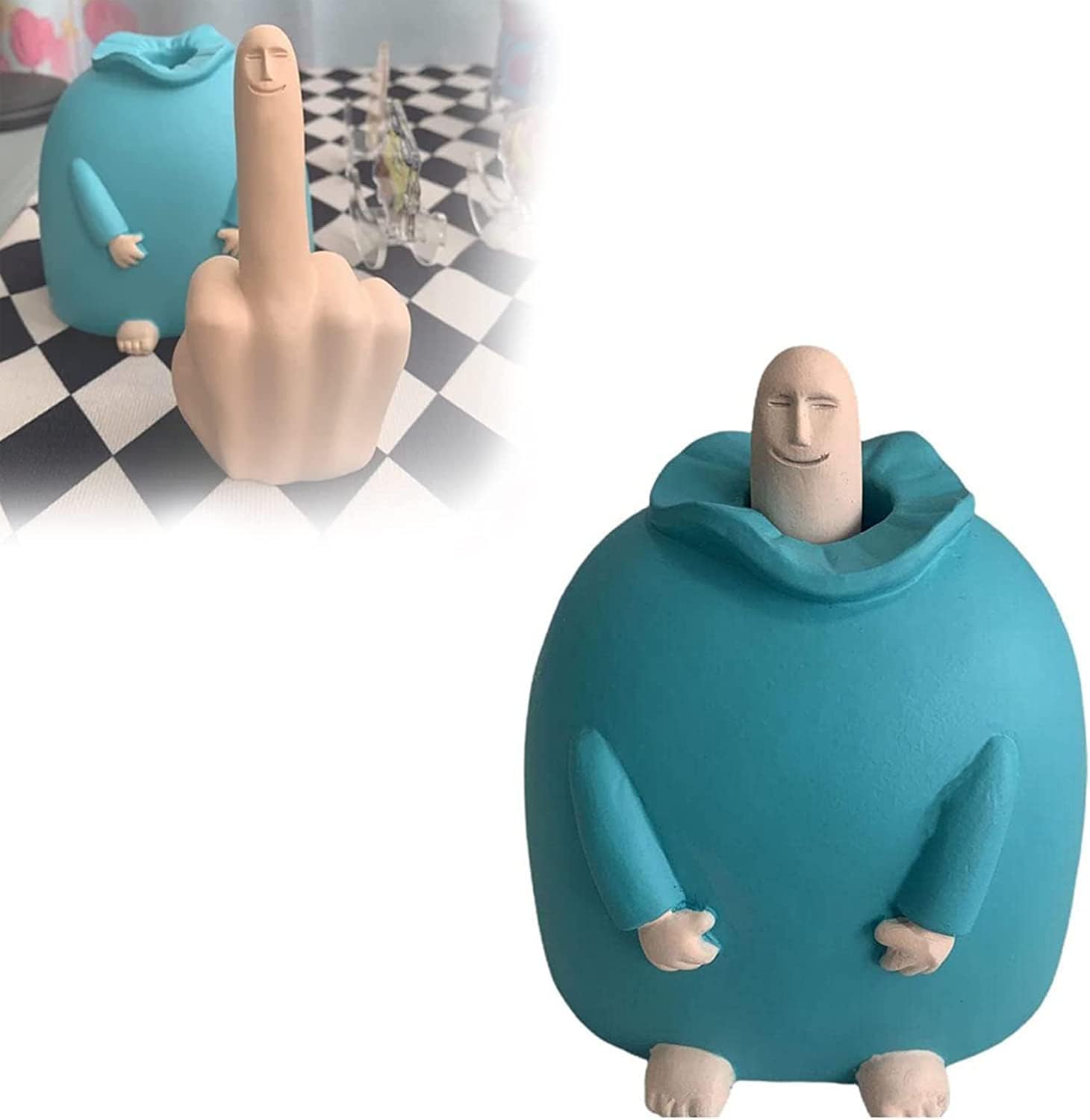 Unnecessary Funny Smiling Middle Finger Statue — WeirdThingsToBuy weird find