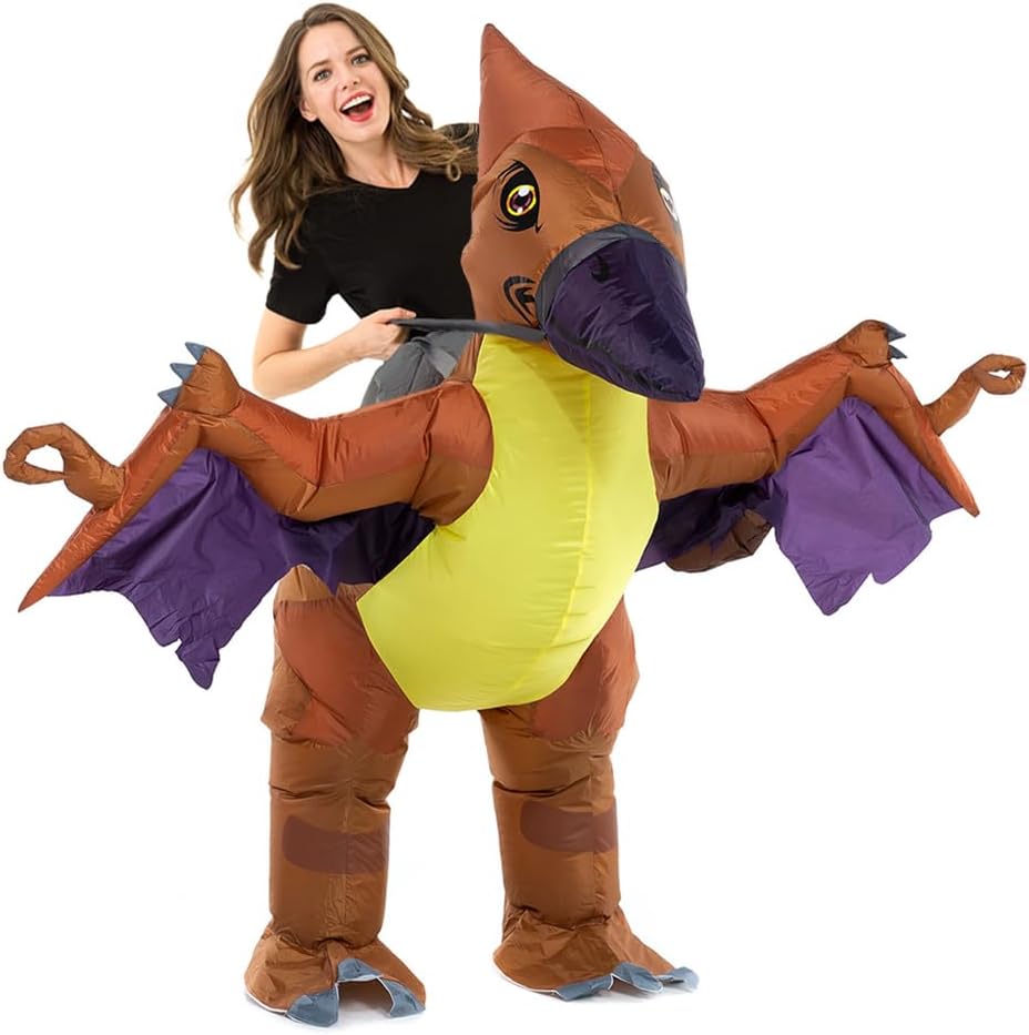 Unnecessary Inflatable Adult Dinosaur Costume Ride — WeirdThingsToBuy weird find