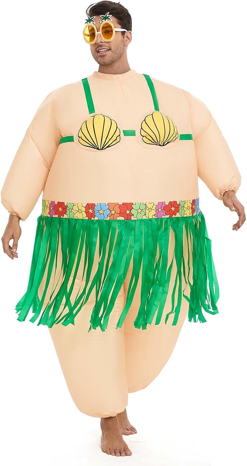 Unnecessary Inflatable Luau Hula Skirt Costume — WeirdThingsToBuy weird find