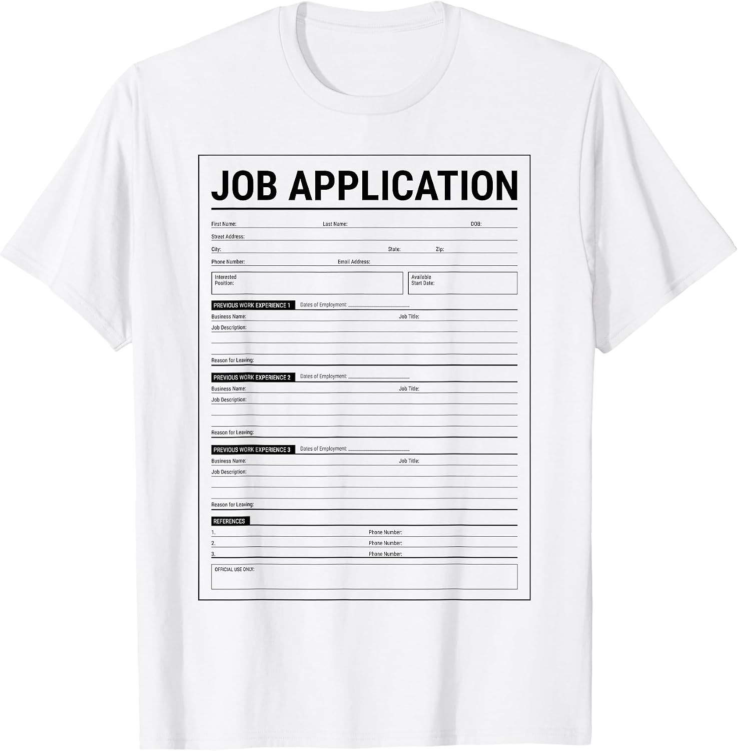 Unnecessary Job Application Form Employment Costume — WeirdThingsToBuy weird find