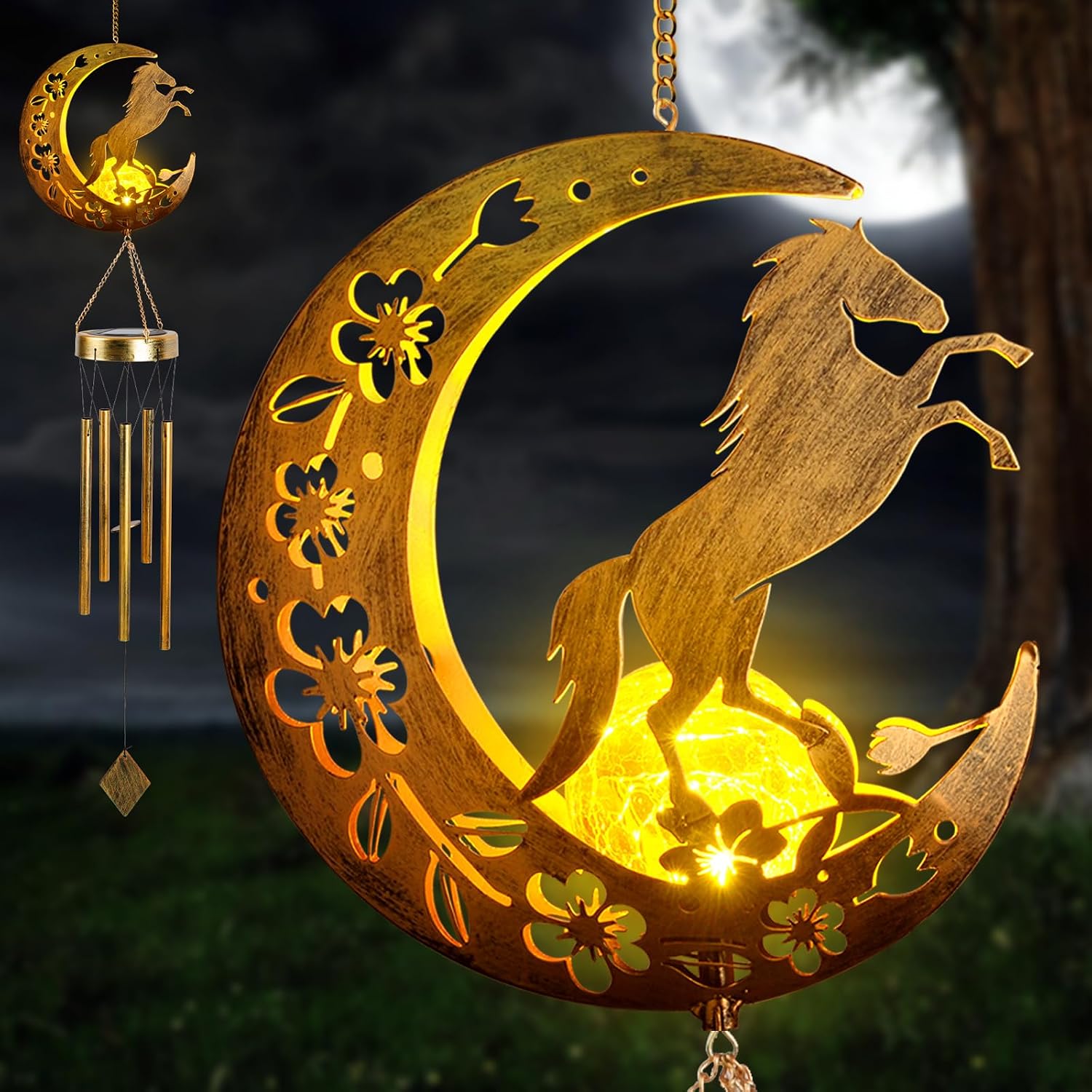 Unnecessary Solar Horse Wind Chimes — WeirdThingsToBuy weird find