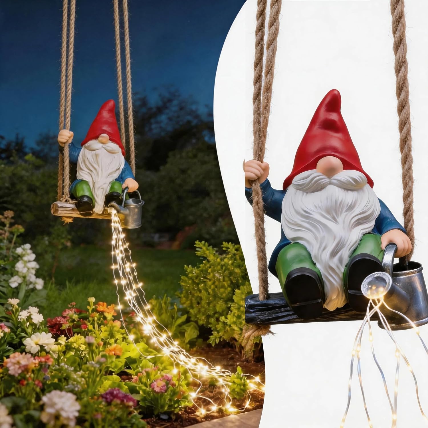Unnecessary Swing Gnome Garden Decor Hanging — WeirdThingsToBuy weird find