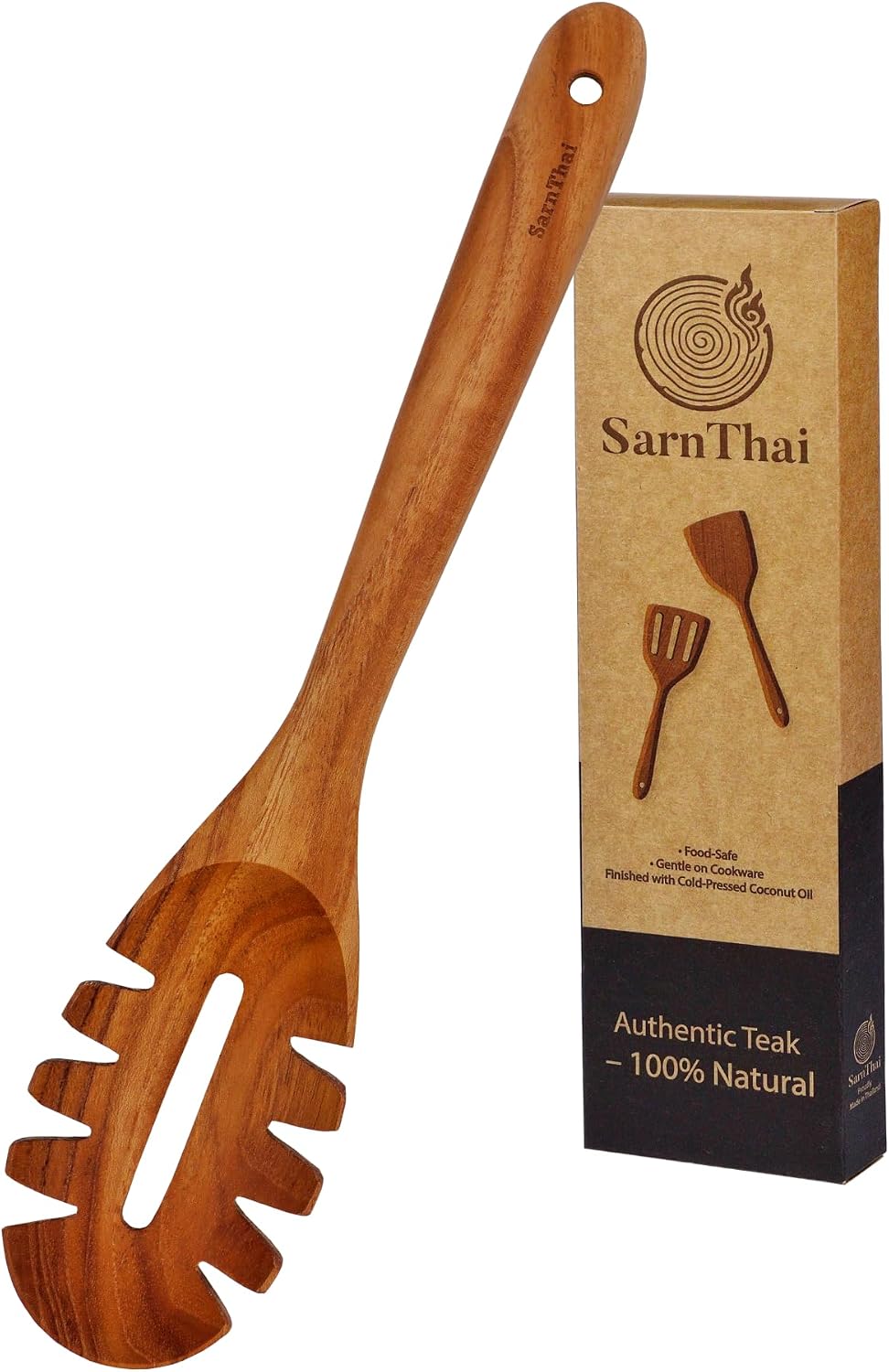 Unnecessary Teak Wood Pasta Spoon Teeth — WeirdThingsToBuy weird find