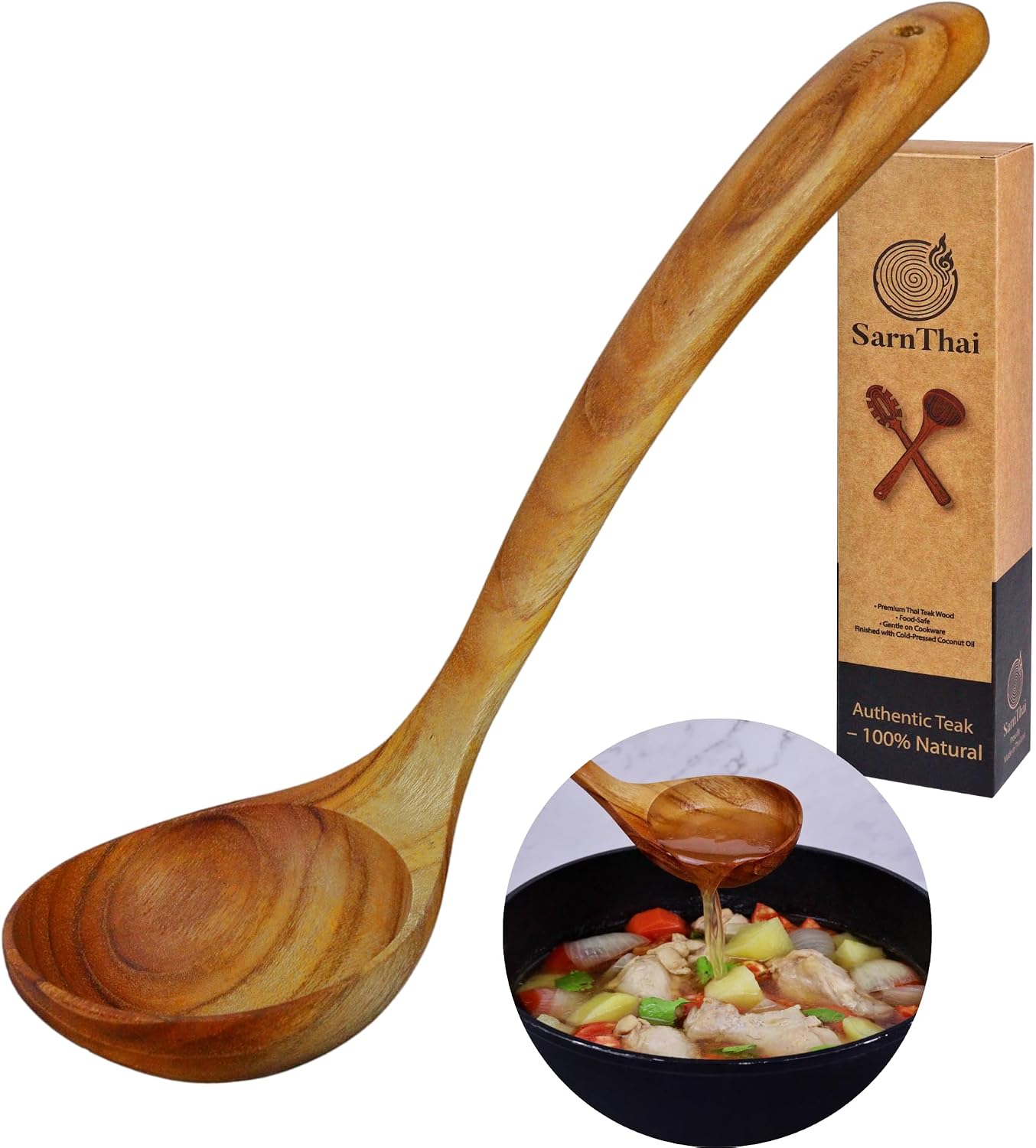 Unnecessary Teak Wooden Ladle Cooking Soup — WeirdThingsToBuy weird find
