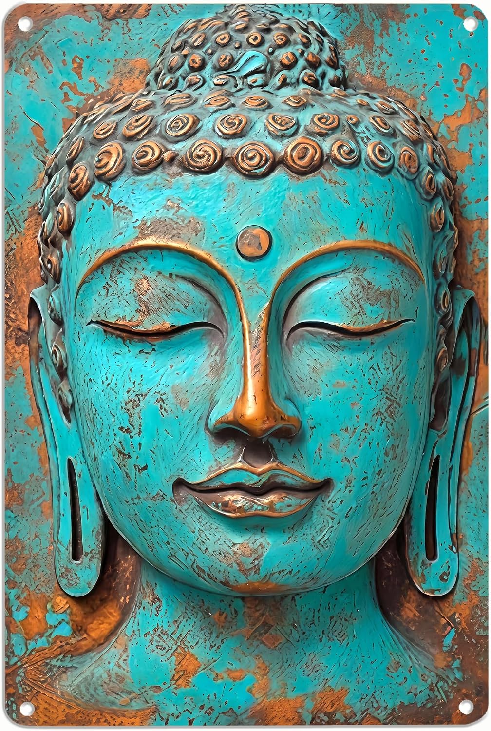 Unnecessary Turquoise Buddha Metal Wall Art — WeirdThingsToBuy weird find