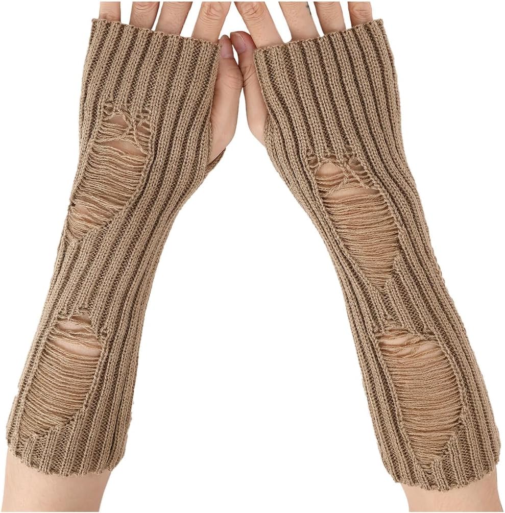 Unnecessary Women's Knitted Ripped Fingerless Gloves — WeirdThingsToBuy weird find