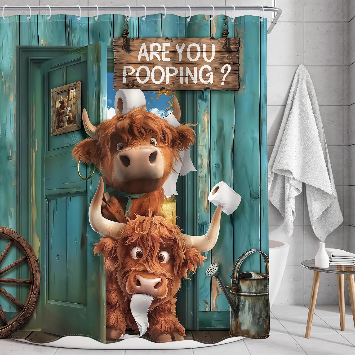 Vintage Funny Highland Cow Shower Situation — WeirdThingsToBuy weird find