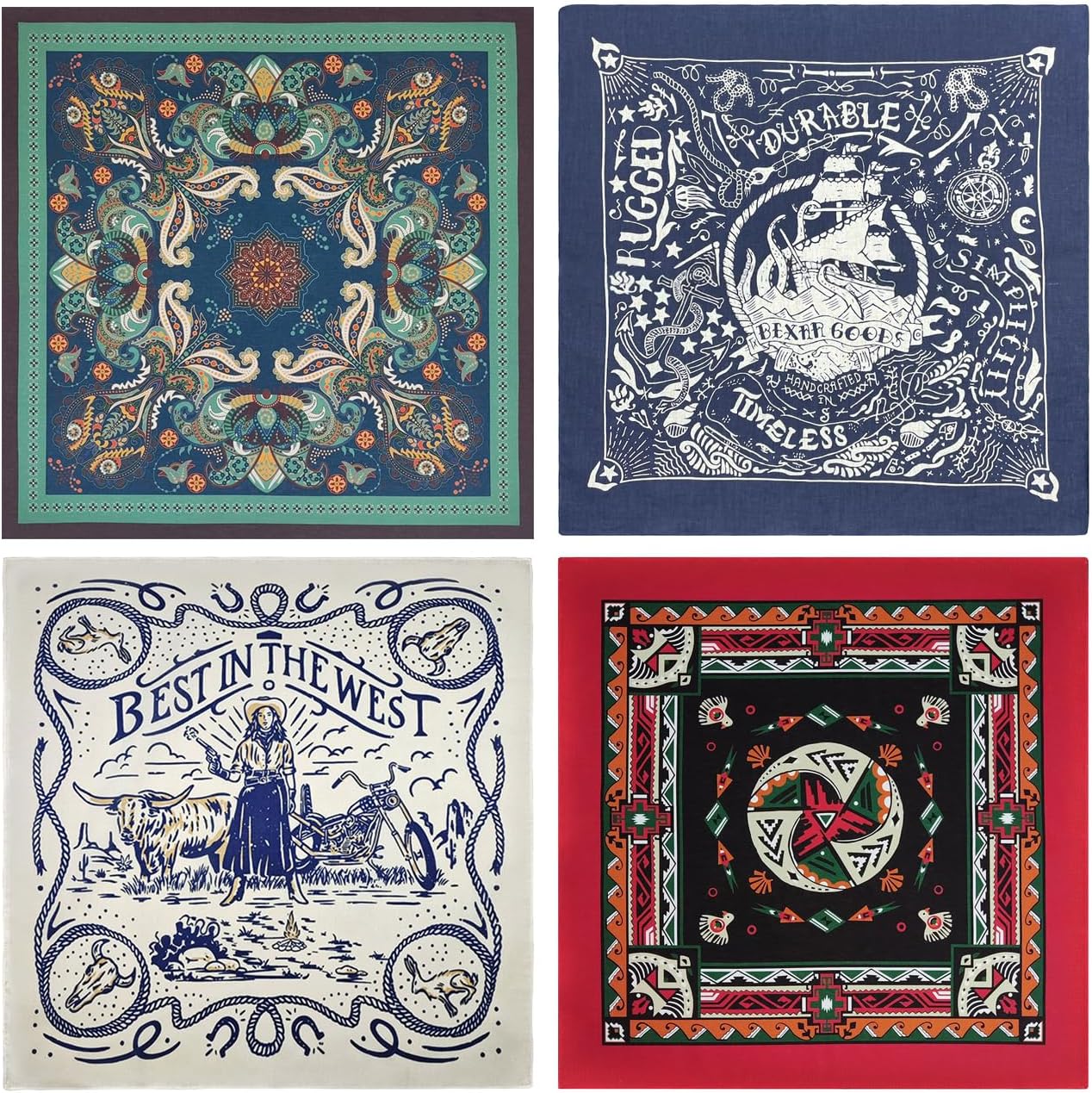 Vintage Graphic Print Bandana 100 Energy — WeirdThingsToBuy weird find