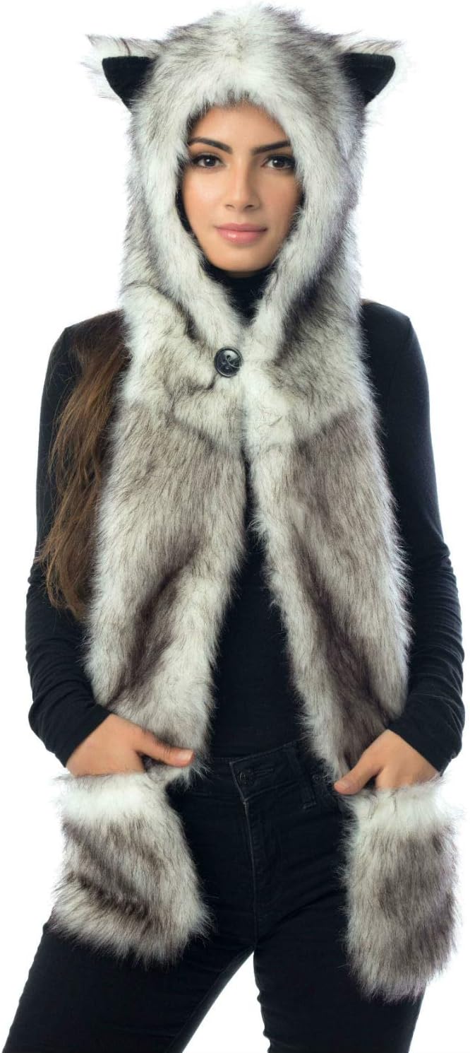 White Wolf Hood Faux Fur Situation — WeirdThingsToBuy weird find