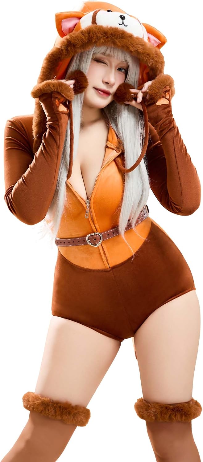 Women Cute Hooded Bodysuit Red Situation — WeirdThingsToBuy weird find