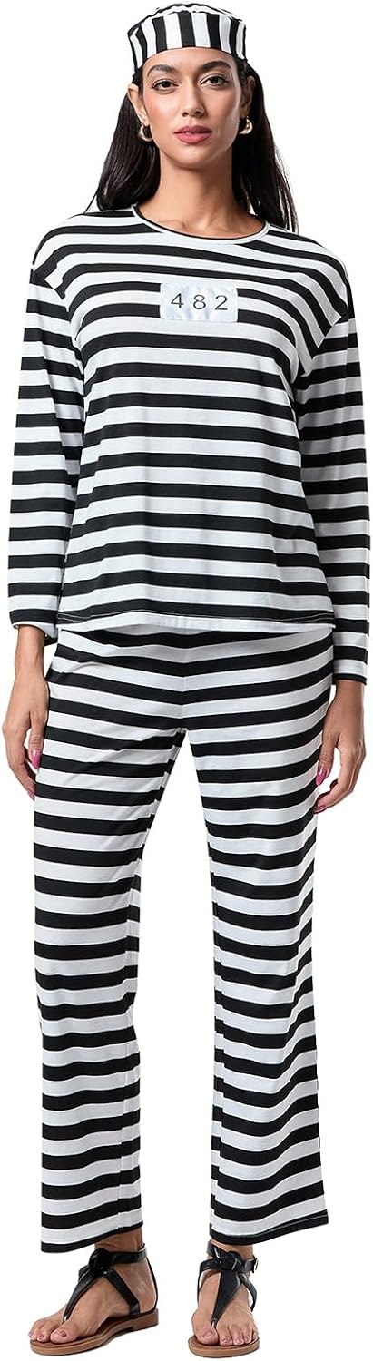 Women Prisoner Costume Funny Striped Situation — WeirdThingsToBuy weird find