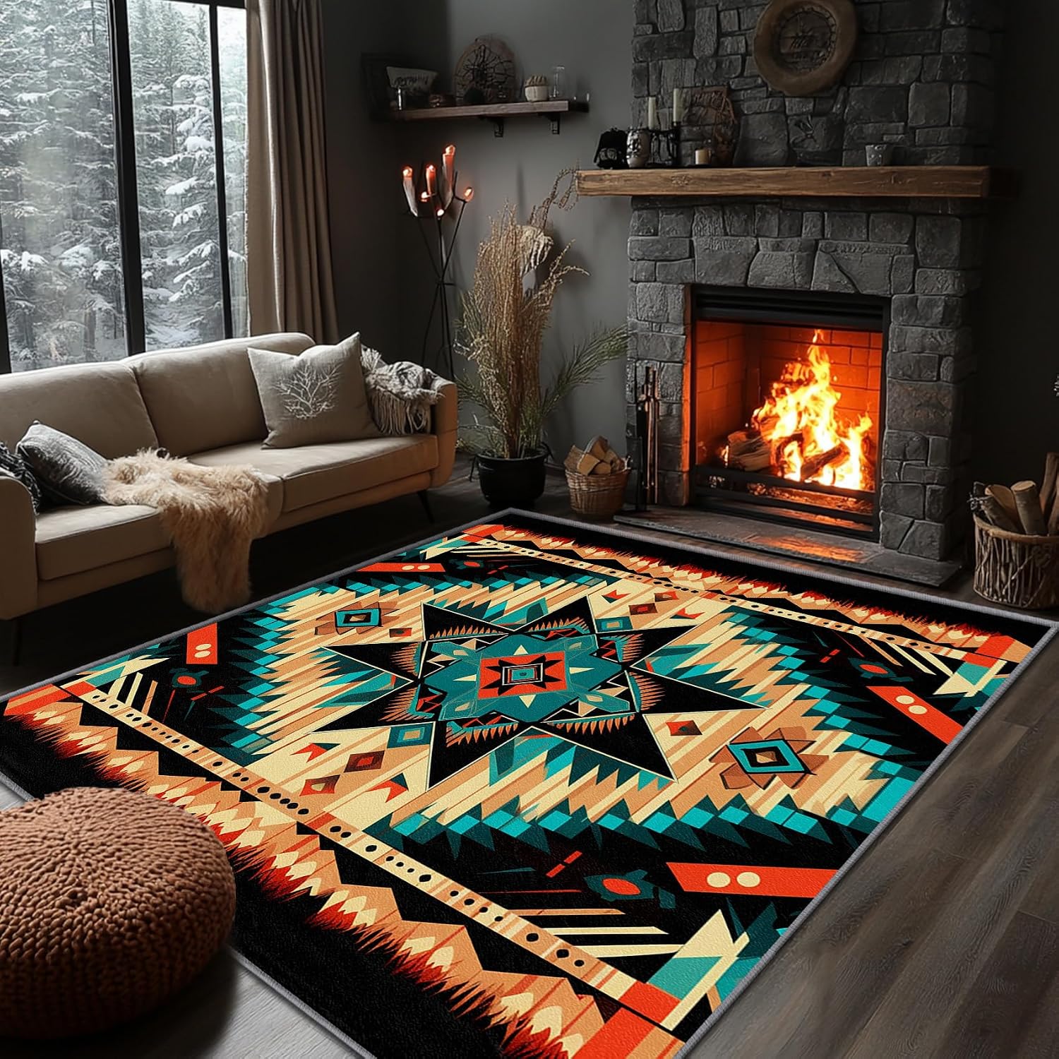Yoozitrees Aztec Rug Teal Energy — WeirdThingsToBuy weird find